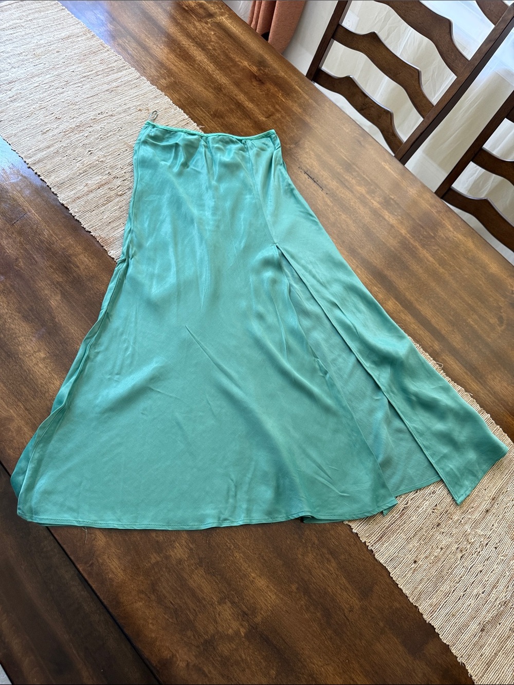 Zara Silky Teal A-Line Maxi Skirt